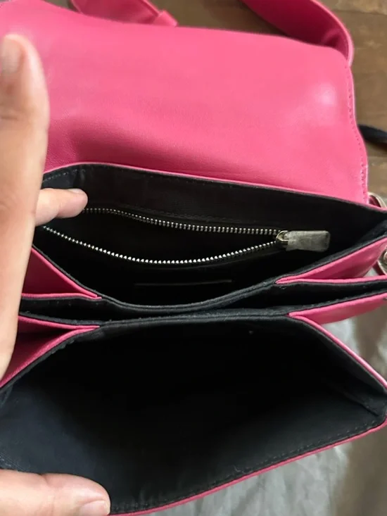 Allsaints Captain Leather Flap Shoulder Bag-Fuscia-EUC - Picture 9 of 16